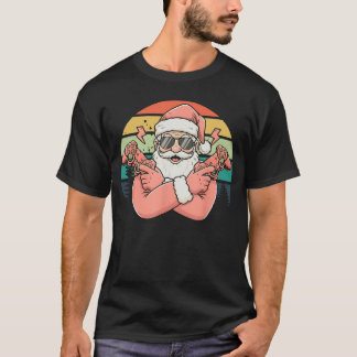 Rolig gammal spelande tomte gamer jul retro jul t shirt