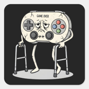 Rolig Gammal Spelare Spelande Retro 80-tal 90-tal Fyrkantigt Klistermärke