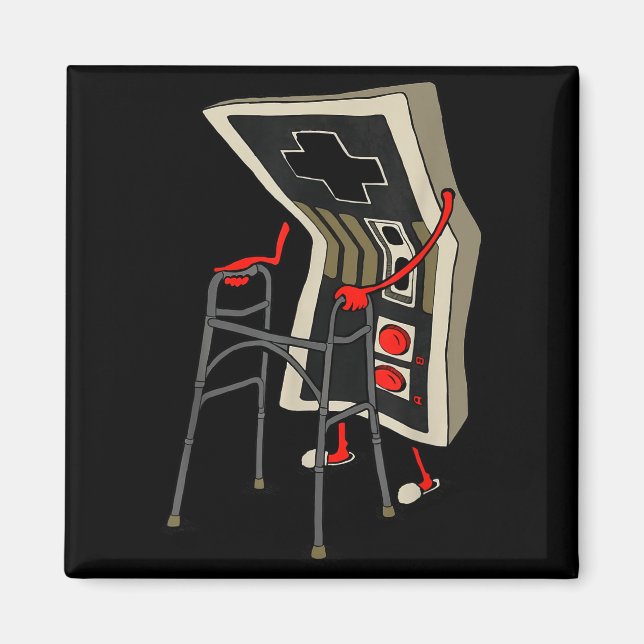 Rolig Gammal Spelare Spelande Retro 80-tal 90-tal  Magnet (Framsidan)