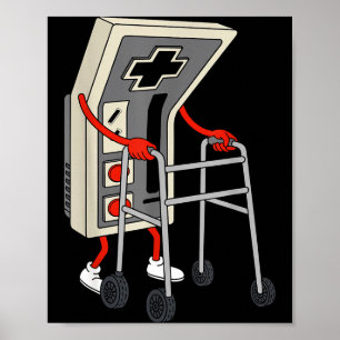 Rolig Gammal Spelare Spelande Retro 80 Tal 90 Tal Poster