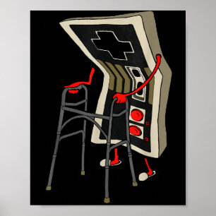 Rolig Gammal Spelare Spelande Retro 80-tal 90-tal Poster