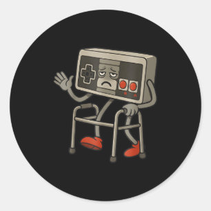 Rolig Gammal Spelare Spelande Retro 80-tal 90-tal Runt Klistermärke