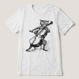 Rolig gammal svart katt som spelar celloinstrument t shirt