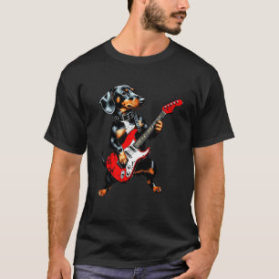 Rolig gammal taxhund som spelar gitarr t shirt