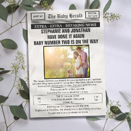Rolig gammal tidningssida Foto 2:a Baby Sprinkle Inbjudningar
