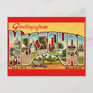 Rolig gammal välkomst vykort från Missouri