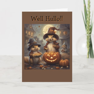 Rolig gammal värld ekorre häxa Halloween Kort