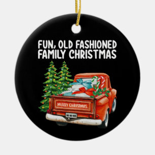 Rolig gammaldags familjejul Truck Tree Julgransprydnad Keramik