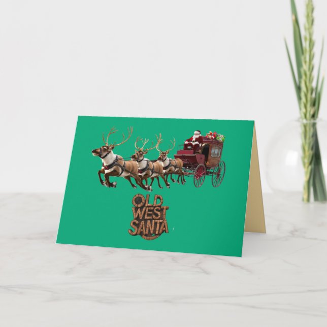 Rolig gammaldags västern-jul Santa julkort Kort (Framsida)