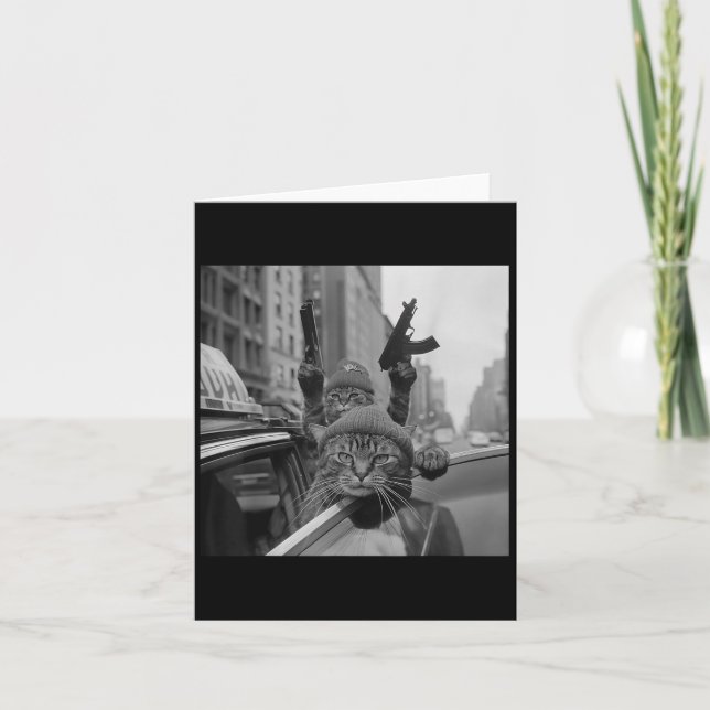 Rolig Gangster Katt Thug Meme Gatumössor Katter  Kort (Framsida)