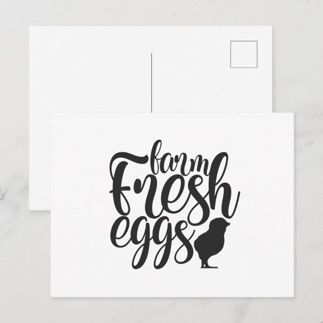 Rolig gård färska ägg word art  vykort (Fram/baksida)