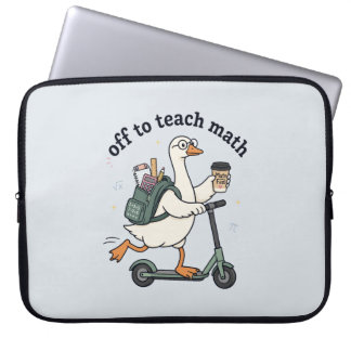 Rolig gås matematiklärare ger sig iväg för att lär laptop fodral