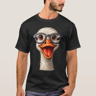 Rolig Gås Med Glasögon T-Shirt – Söt Nördig Anka