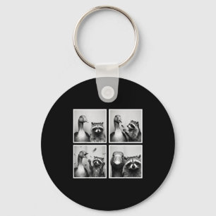 Rolig gås och tvättbjörn fotobox vänner kaos nyckelring