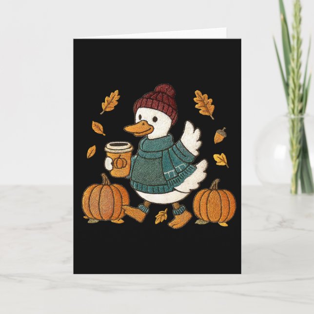 Rolig Gås Pumpa Thanksgiving Höst Fall Y'all Kort (Framsida)