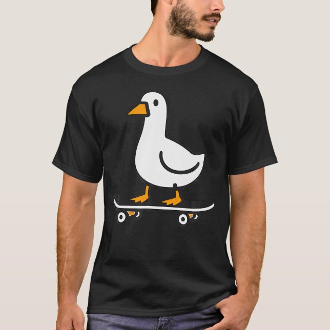 Rolig gås skateboard skateboardåkare t shirt (Framsida)
