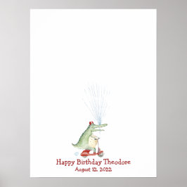 Rolig gästbok med krokodiltumavtryck poster