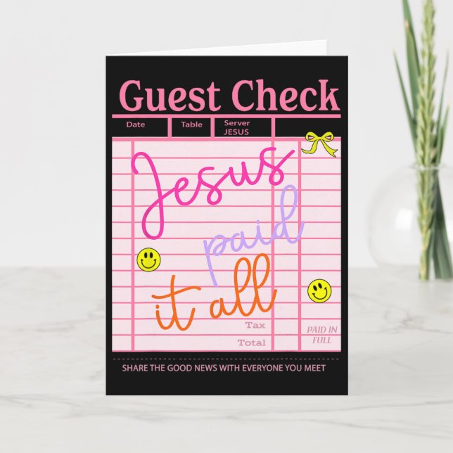Rolig gästkontroll Jesus betalade Allt Kristet Öst Kort (Framsida)