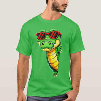 Rolig Gator med solglasögon Älskare för män Kvinno T Shirt