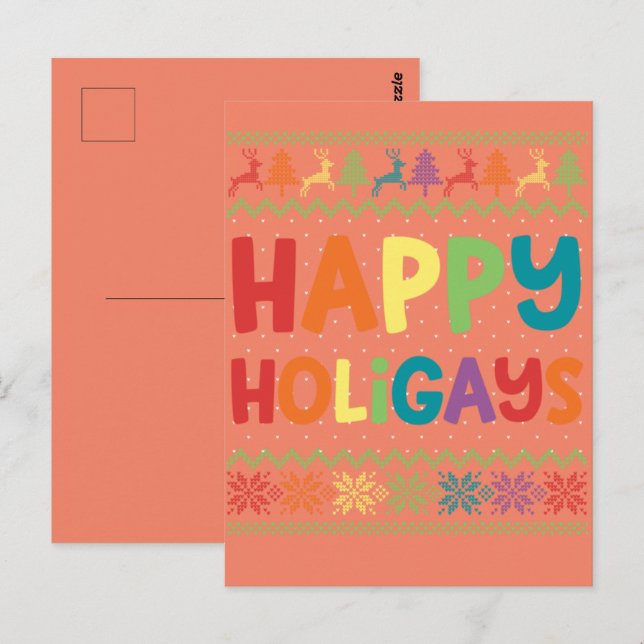 Rolig gay jul LGBT Glad julen Rainbow Vykort (Fram/baksida)