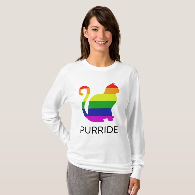 Rolig gay pridekatt tee (Hel framsida)