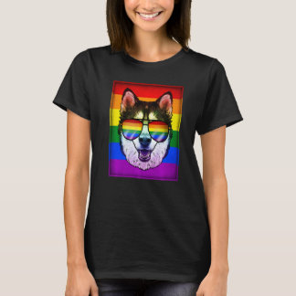 Rolig Gay Siberisk Husky Hund Regnbåge Lgbt Pride  T Shirt