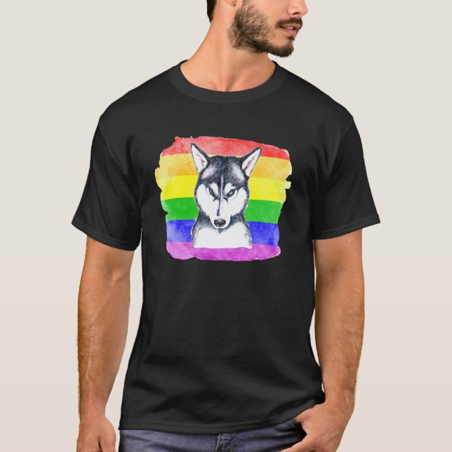 Rolig Gay Sibirisk Husky Lgbtq Pride Sak För Tee (Framsida)