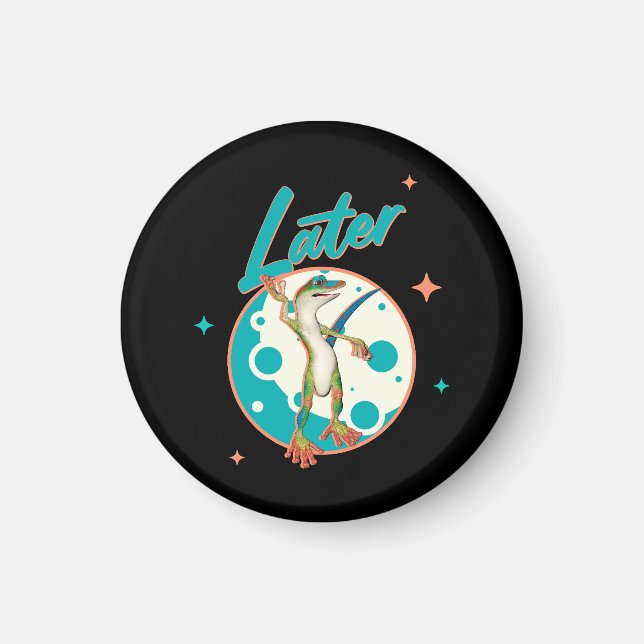 Rolig Gecko Senare Förhalning Humor Magnet (Framsidan)