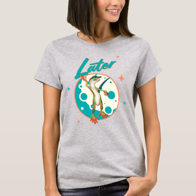 Rolig Gecko Senare Förhalning Humor T Shirt (Framsida)