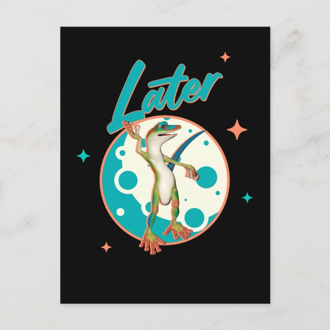 Rolig Gecko Senare Förhalning Humor Vykort (Framsida)