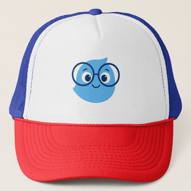 Rolig Geeky Leende Ansikte Skum Trucker Hatt Keps (Framsida)