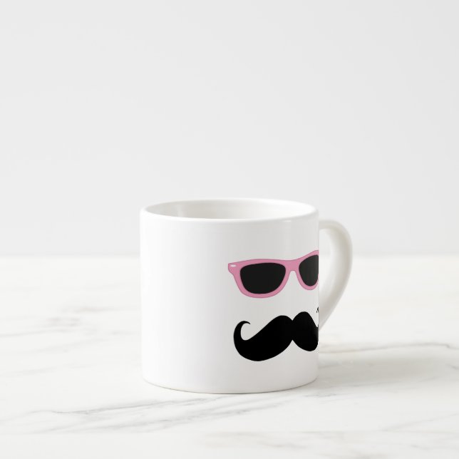 Rolig Geeky rosa solglasögon med mustasch Espressomugg (Framsida höger)