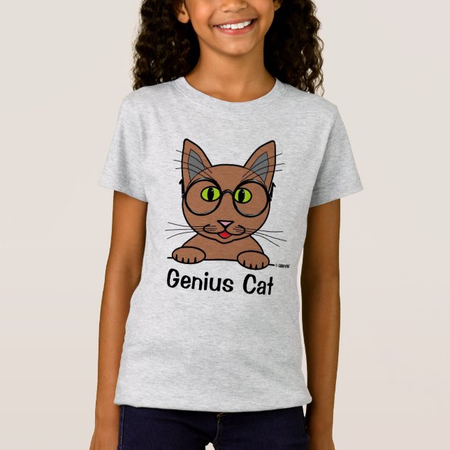 Rolig Genial Katt Med Glasögon T Shirt (Framsida)
