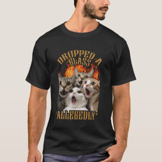 Rolig GenZ Katt Meme Katt Släppte Glas Påstås T Shirt