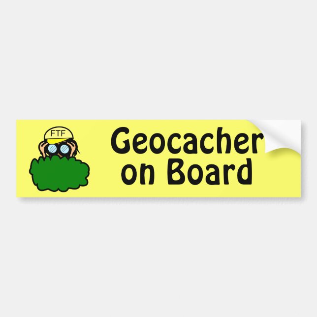 Rolig Geocacher ombord Geocaching bildekal (Framsidan)