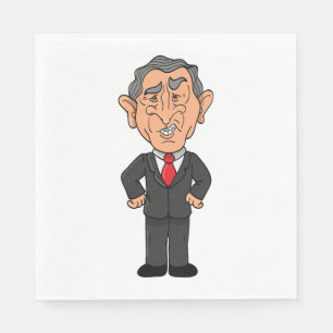 Rolig George W Bush politisk karikatyr Pappersservett