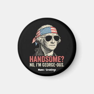 Rolig George Washington George-ig Retro Patriotisk Magnet