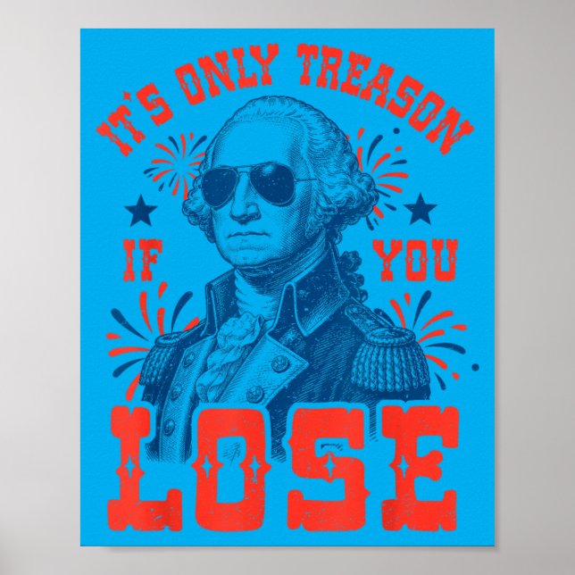 Rolig George Washington Patriotisk Meme 4:e Juli Poster (Framsidan)