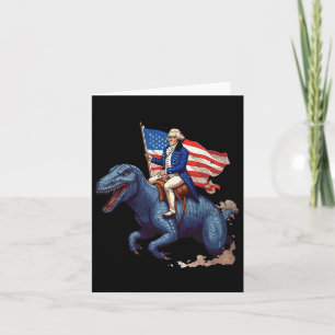 Rolig George Washington Ridande En Tyrannosaurus R Kort