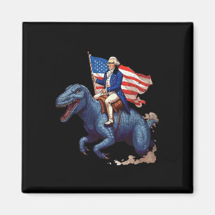 Rolig George Washington Ridning En Tyrannosaurus R Magnet