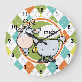 Rolig get; Färgrikt Argyle mönster Stor Klocka