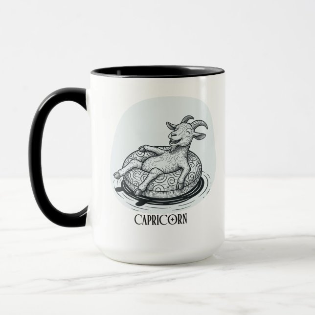 Rolig get Stenbocken Zodiac födelsedag jul Mugg (Vänster)