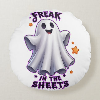 Rolig Ghost Freak i lakan Halloween Rund Kudde