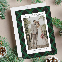 Rolig & Gift Tartan Rutig Fotokollage Anpassad Julkort