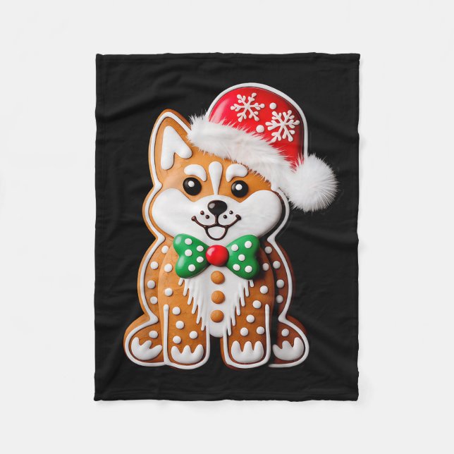 Rolig Gingebröd Siberian Husky Hund Jul Kvinna Fleecefilt (Framsidan)