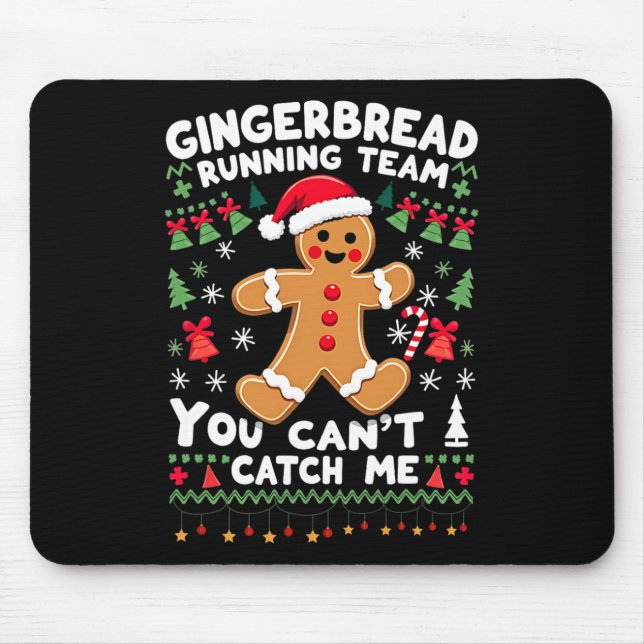 Rolig Gingerbread Löpteam Fula Jultröja Musmatta (Framsidan)