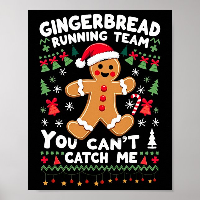 Rolig Gingerbread Löpteam Fula Jultröja Poster (Framsidan)