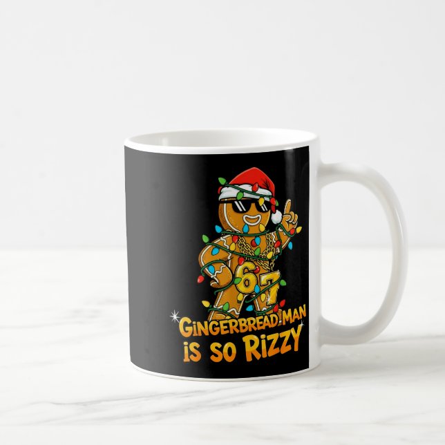 Rolig Gingerbread Man är Så Rizzy Jul Meme 6 Kaffemugg (Höger)