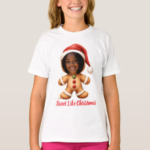 Rolig Gingerbread Man Ditt Foto Jul T Shirt