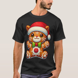 Rolig Gingerbread Man Katt Jul Kvinnor Män Ki T Shirt